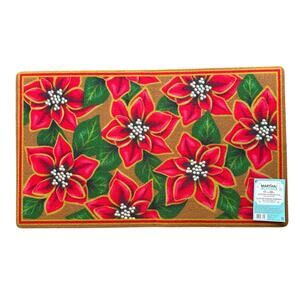 Martha Stewart Floor Door Mat Winterberry Collection "Winter Poinsettia" NWT